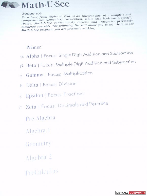 Math*U*See - EPSILON ( Fractions) - Teacher Manual, Student wor