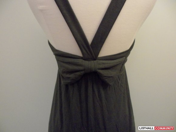 aritzia - talula charcoal grey dress with bow on back