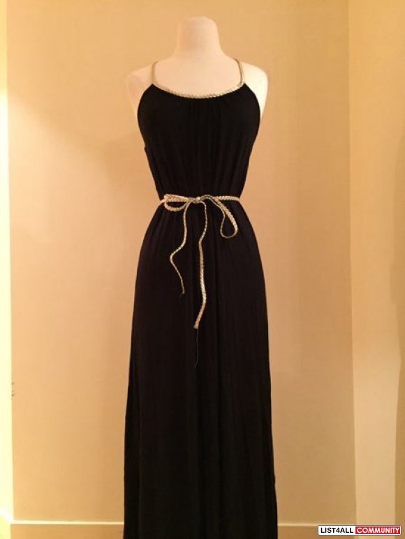 Love culture black maxi dress with gold brain detailing