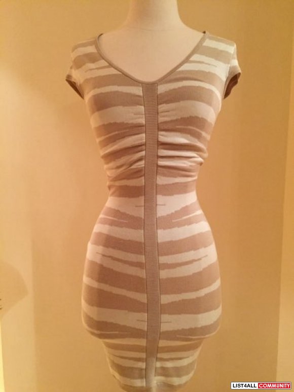 Marciano striped fitted sweater dress