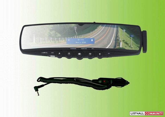 BLUETOOTH HANDSFREE CAR KIT REAR MIRROR LCD SCR DISPLAY FM MP3