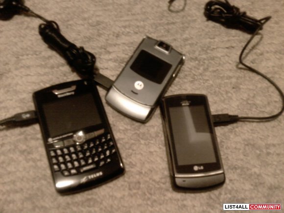 Motorola Razr, LG830, BlackBerry 8830