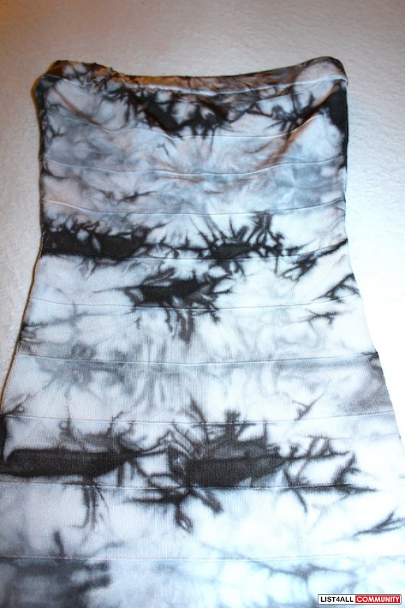BEBE dress, bandage, tube: grey/white (S)