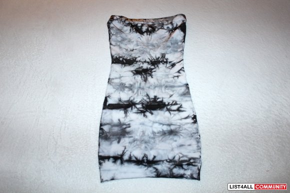 BEBE dress, bandage, tube: grey/white (S)