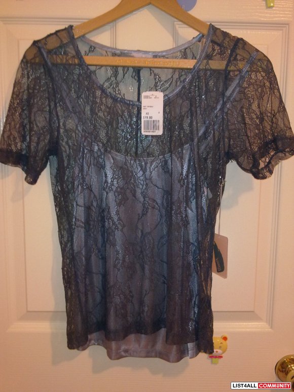 Forever 21 Dark Gray Lace Top Brand New With Tag