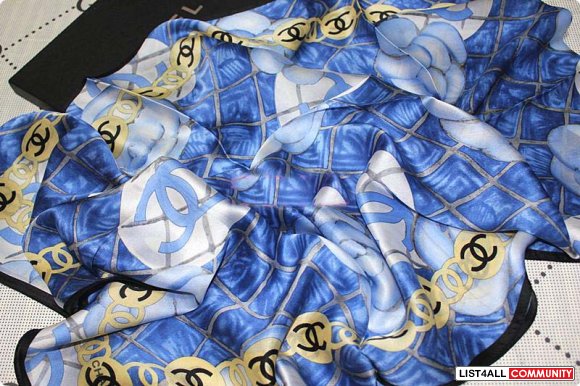 Camellia with Chanel Logo silk scarf