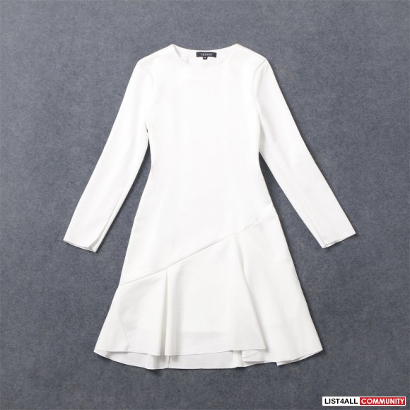 Long sleeve pure white one-piece