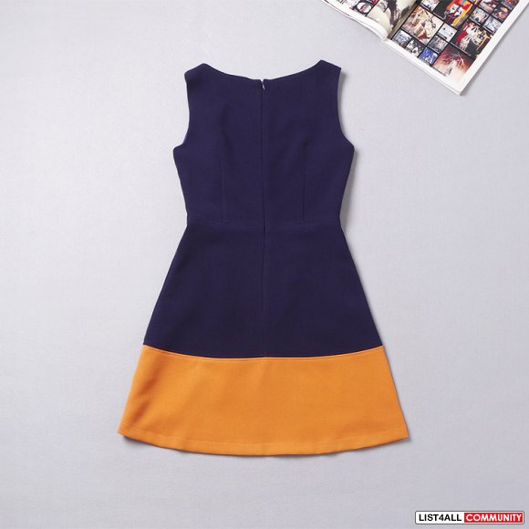 Navy + second yellow color matching dress
