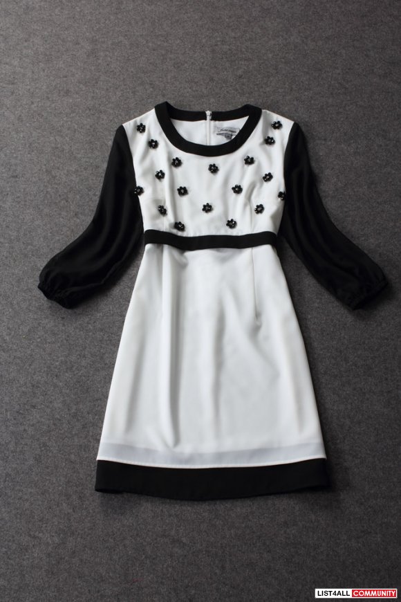 Black white one-piece dress
