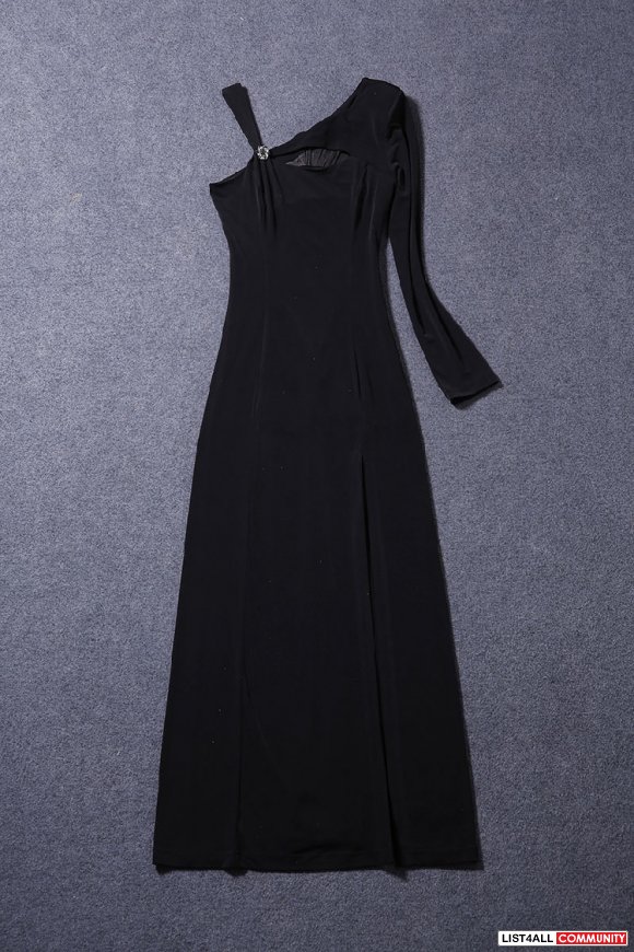 Black one-piece maxi dress