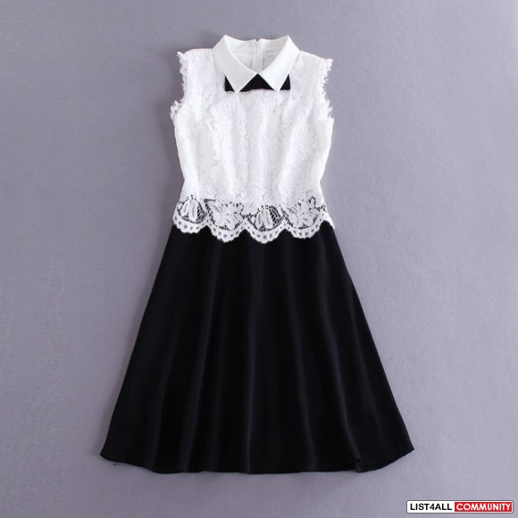 White black one-piece dress