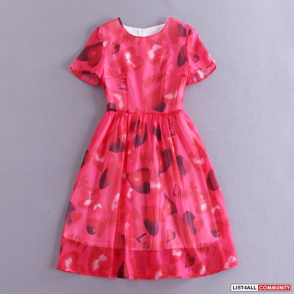 Print one-piece dress red