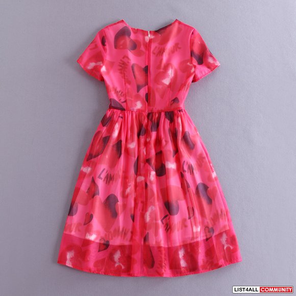 Print one-piece dress red