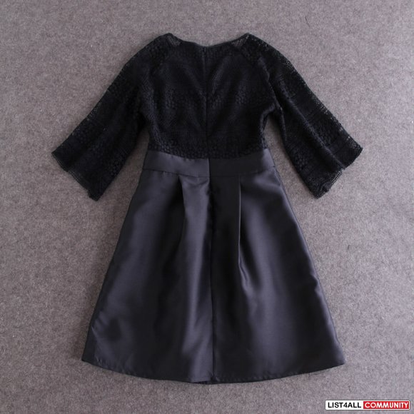 Middle sleeve with bubble skirt one-piece