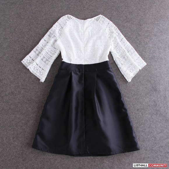 Middle sleeve with bubble skirt one-piece