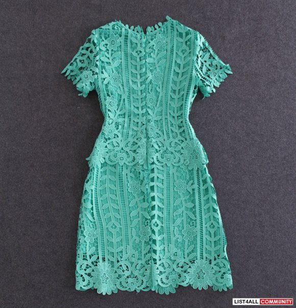 Lace hollowout one-piece dress