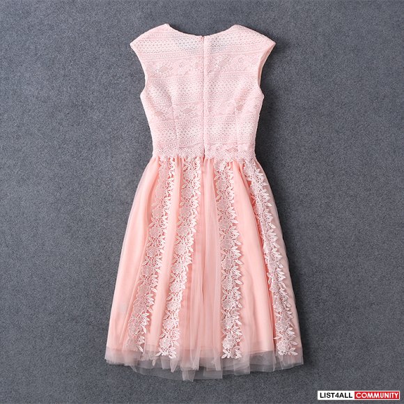 Pink lace one-piece dress