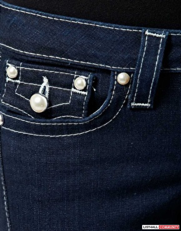True Religion Julie Pearl Hardware Skinny Jeans with pearl buttons