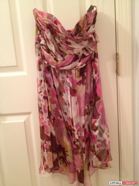 Marciano Floral Print Strapless Dress