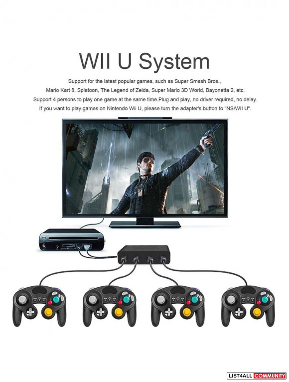 GameCube Controllers USB Wii-U Adapter Converter