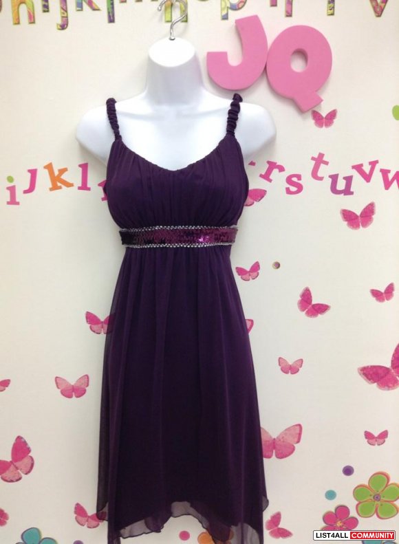Gorgeous Purple New Years Dress. Stunning chiffon, S, m or L. NWT