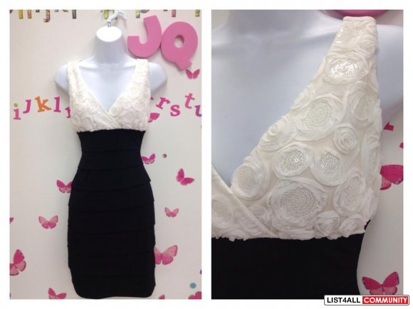 Most Beautiful New Years Dress you will see. Black and White. S, M or 