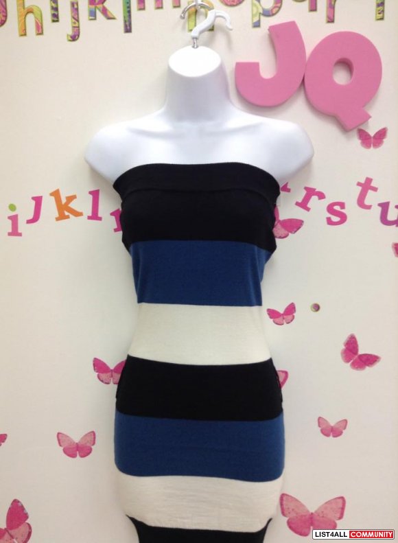 Blue strapless Knit dress. so affordable! S, M or L. NWT