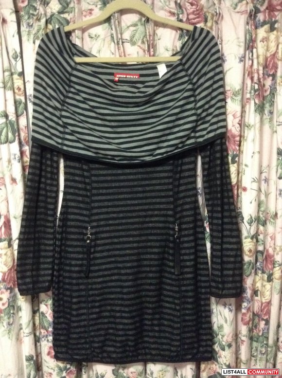 Miss sixty black stripe dress medium