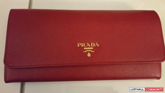 Authentic Prada Saffiano Red Wallet