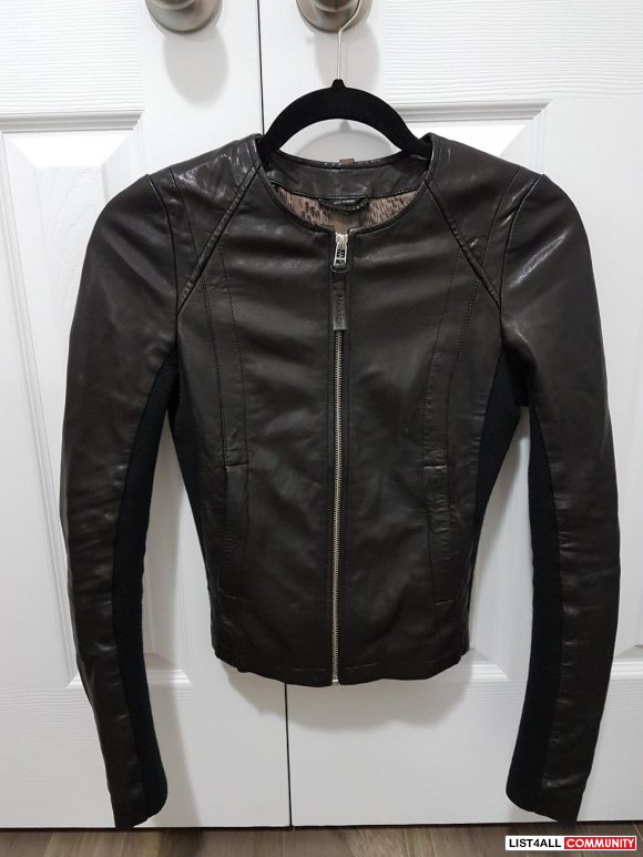 New XXS Black lambskin Mackage leather jacket