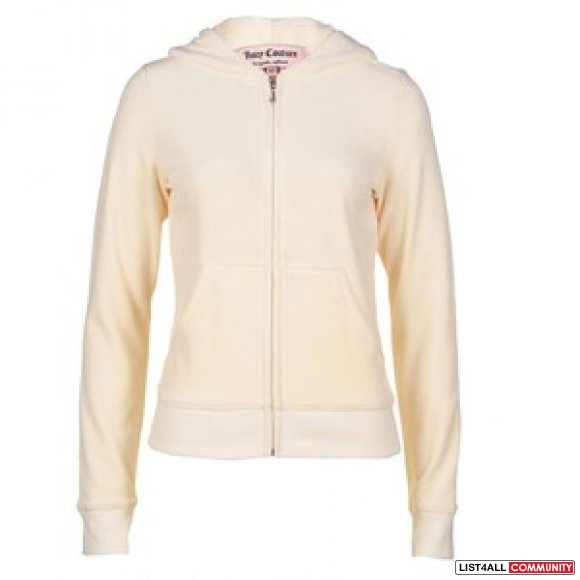 BNWT Authentic Juicy Couture Cream Velour Zip Up with Hood - P (XS)