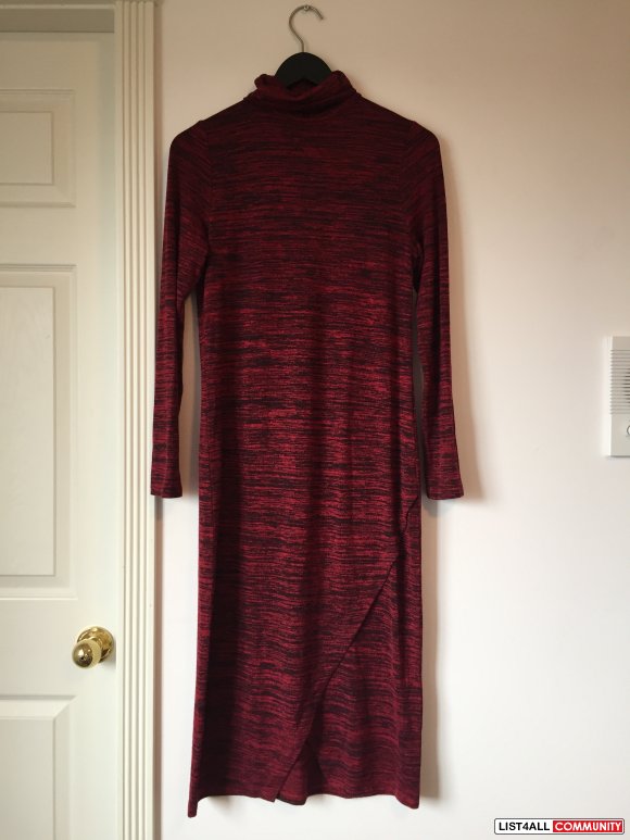 Kensie melange red long sleeve turtleneck dress Size M-fits xs-m