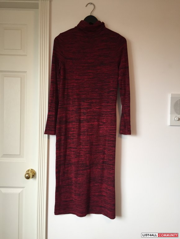 Kensie melange red long sleeve turtleneck dress Size M-fits xs-m