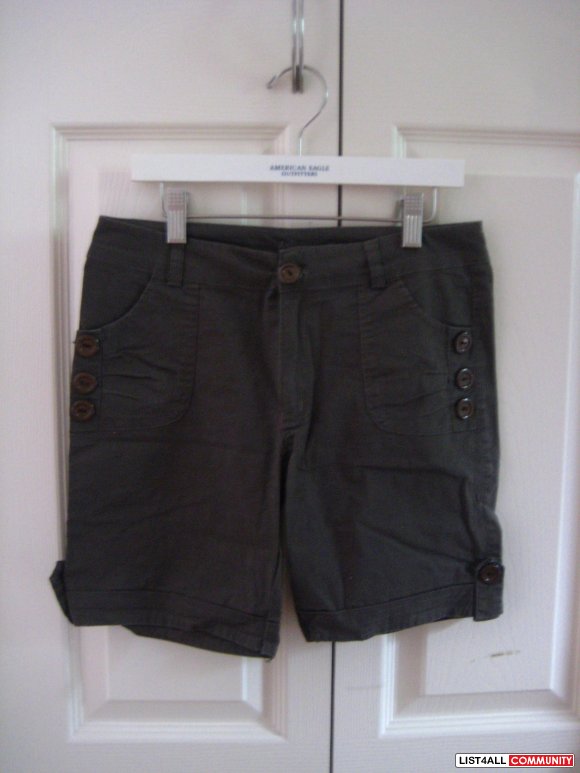 Olive Shorts w/ Button Design