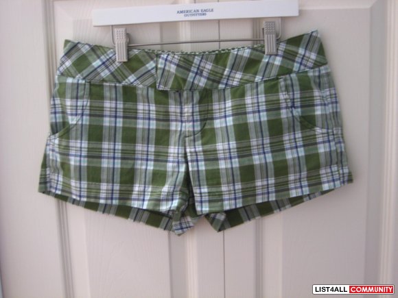 Roxy Green Checkered Shorts