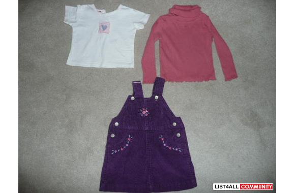 Infant Girls - 26LB (18 month) Purple Cord overall dress - dark purple
