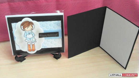 Happy Holidays girl greeting card