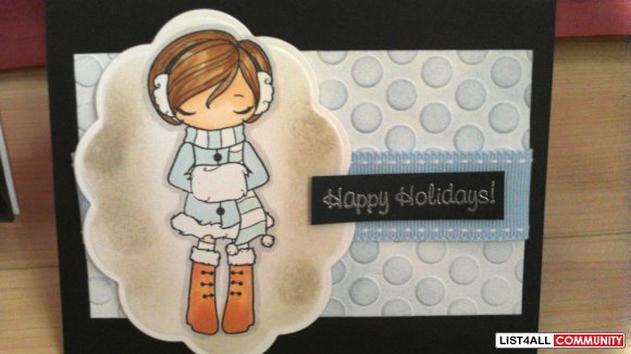 Happy Holidays girl greeting card