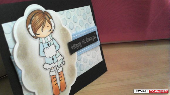 Happy Holidays girl greeting card