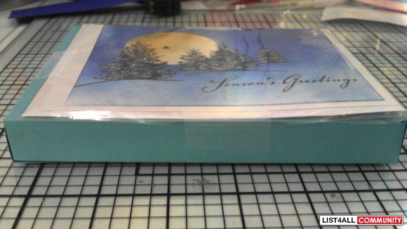 BOX set of season's greetings glistening winter scene card