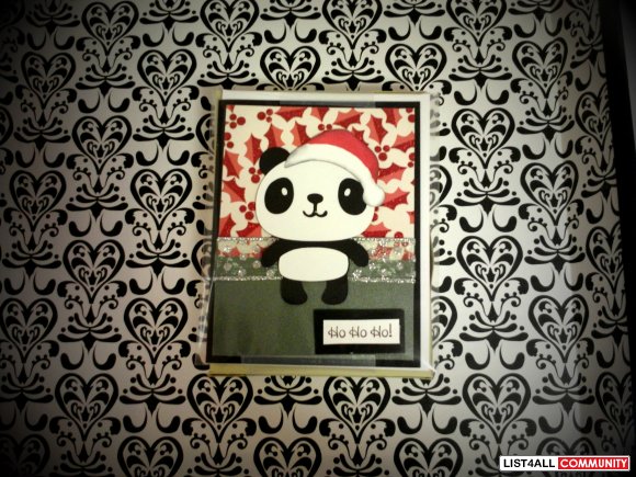 BOX SET of panda claus ho ho ho card