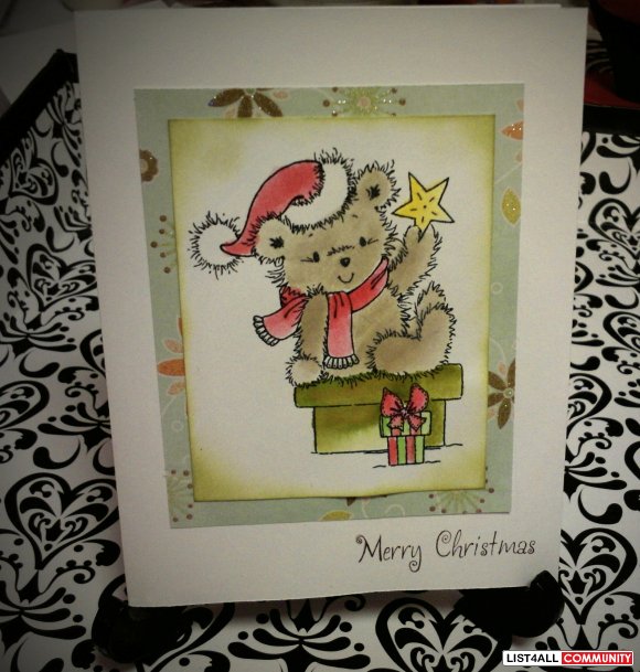 Merry Christmas bear with present