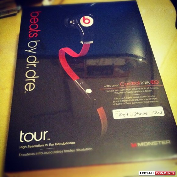 MONSTER BEATS BY DR DRE TOUR IN-EAR HEADPHONES + CONTROL TALK (BLACK/R