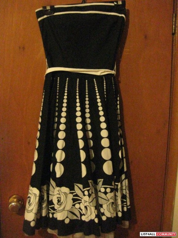 Vintage Black and White Polka Dot/Floral Dress