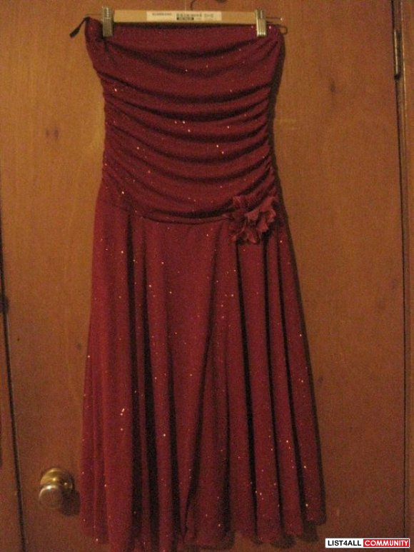 Red Sparkly Tube/Strapless Dress