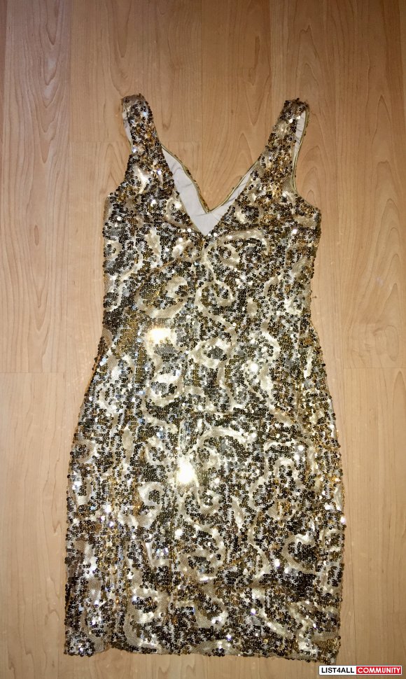 Super Sexy Gold Sequenced Dress (Size Xtra Small)