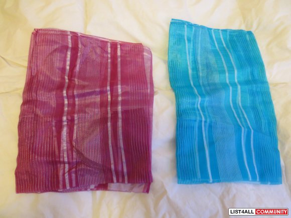 Pink or blue silky head / neck scarf / wrap