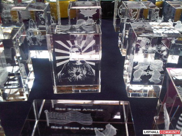 Crystal Column with 3D Picture Engraved INSIDE - $5