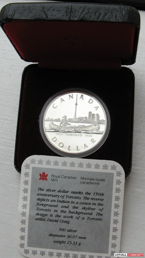 1834 - 1984 Toronto Proof Silver Dollar