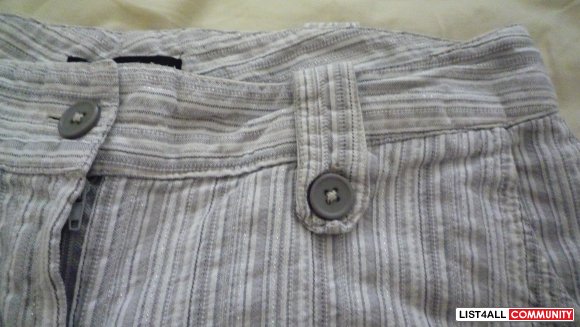 'SEDUCTION' gray/white striped shorts